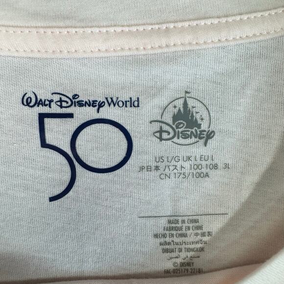 Walt Disney World 50th Anniversary Cinderella Castle T-Shirt Pink NWT Tee‎ Large - Picture 3 of 8